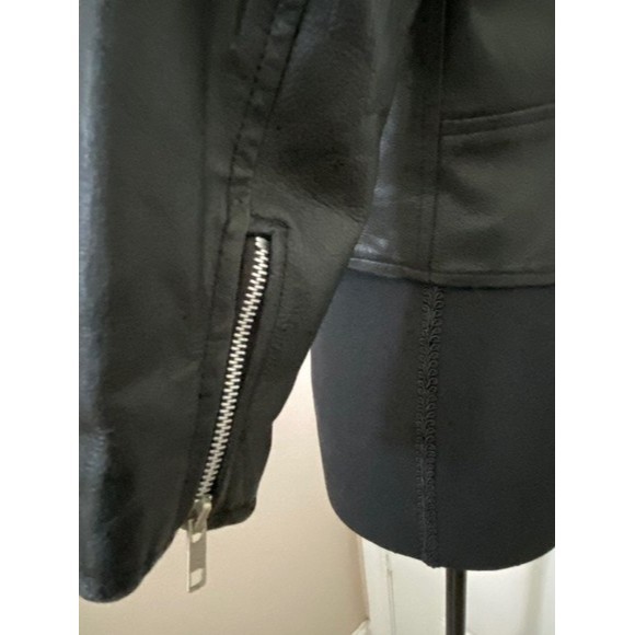 'BIKERS LEATHER STUFF ' BLACK Zippered, Studded Leather Jacket Girls/Tween (L) - Picture 8 of 12